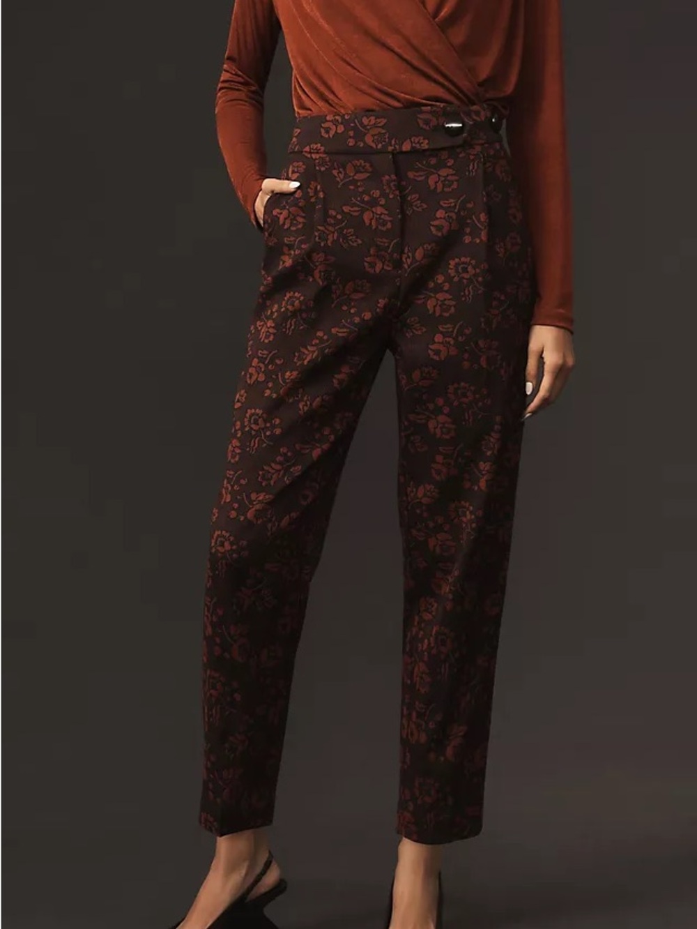 Maeve by Anthropologie Jacquard High-Rise Trousers Floral Print